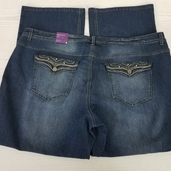 Lane Bryant Denim - Lane Bryant Bootcut Jeans Distressed Bling Plus 26